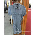 New Shirt-Style Slim Short-Sleeve Denim Ladies Dress